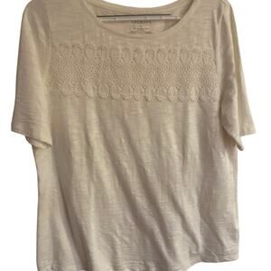 Talbot Sz M Cotton Blend White Blouse with Lace. Light weight Layer Lace Basic